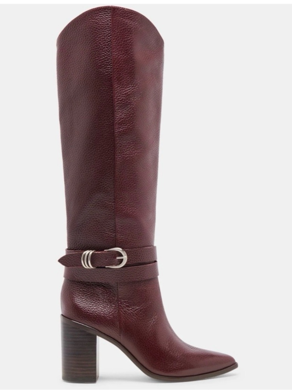 Dolce Vita Tyrone Boots Tall Burgundy Leather Block-Heel Boots - Women